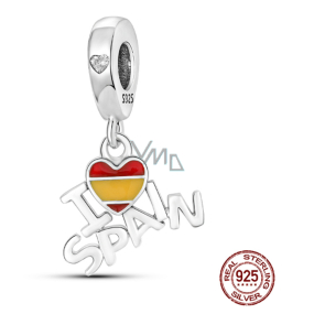 Charm Srebrna 925 z Hiszpanii flaga serce - Kocham Hiszpanię, 2w1 zawieszka na bransoletkę podróżniczą Charm Srebrna 925 z Hiszpanii flaga serce - Kocham Hiszpanię, 2w1 zawieszka na bransoletkę podróżniczą