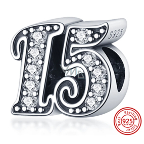 Charm Srebrna 925 15 rocznica, koralik na bransoletkę