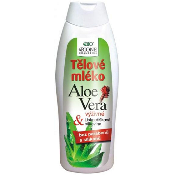 Bione Cosmetics Aloe Vera z białkowym orzechem laskowym mleko do ciała dla wszystkich typów skóry 500 ml