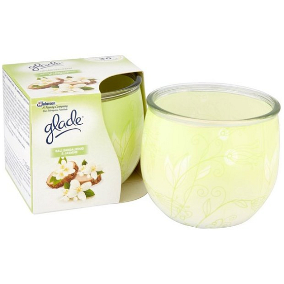Glade by Brise Bali Sandalwood & Jasmine vonná svíčka ve skle, doba hoření až 30 hodin 120 g