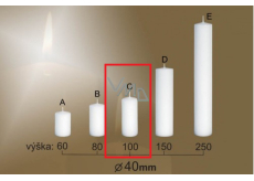 Lima Gastro gładka świeczka biała wałek 40 x 100 mm 1 sztuka