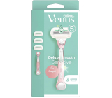 Gillette Venus Sensitive Rose Gold maszynka do golenia z metalowym uchwytem + 3 wymienne wkłady dla kobiet