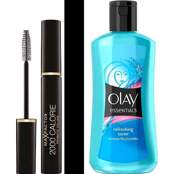 Max Factor 2000 Calorie Dramatic Volume řasenka 01 Black 9 ml + Olay Gentle Cleansers Refreshing Toner čisticí tonikum 200 ml