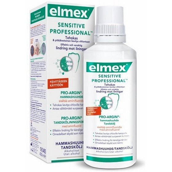 Elmex Sensitive Professional Pro-Argin ústní voda s aminfluoridem, bez alkoholu 400 ml