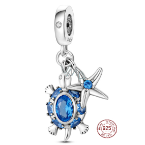 Charm Srebrna 925 Żółw morski, gwiazda 2w1, zawieszka na bransoletkę morską