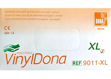 Vulkan DonaVinyl Rękawice jednorazowe winylowe bezpudrowe, rozmiar XL, 100 sztuk