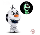 Charm Sterlingové stříbro 925 Disney, Ledové království Olaf - veselý sněhulák, svítí ve tmě, korálek na náramek film