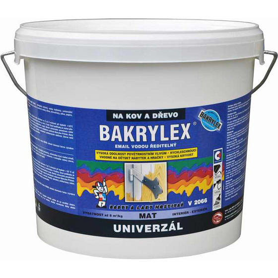 Bakrylex Uniwersal mat V2066 farba do drewna i metalu 0100 biała, 5 kg