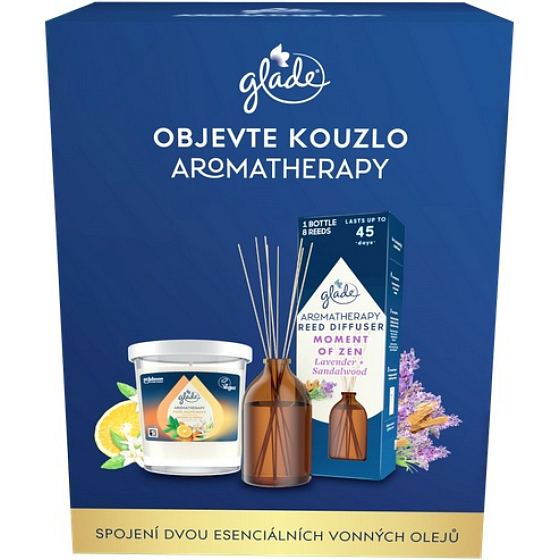 Glade Aromatherapy zestaw prezentowy (świeca 170 g + patyczki zapachowe 80 ml)
