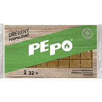 PE-PO drewniany podpałacz, 32 podpałów, pudełko
