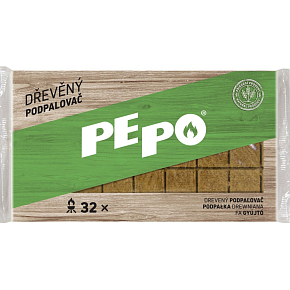 PE-PO drewniany podpałacz, 32 podpałów, pudełko