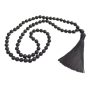 Onyx náhrdelník 80 + 1 kuliček matný meditační šperk, přírodní kámen, vázaný střapec, korálek 8 mm