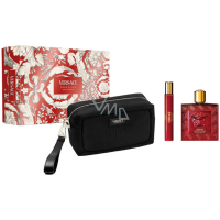 Versace Eros Flame woda perfumowana 100 ml + spray podróżny 10 ml + kosmetyczka, zestaw prezentowy dla mężczyzn