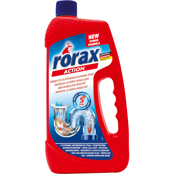 Rorax 2w1 żelowy środek czyszczący do rur, 1 l