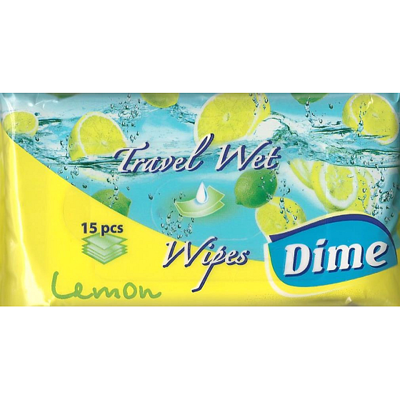 Dime Lemon Cestovní vlhčené ubrousky 12 x 20 cm 15 kusů