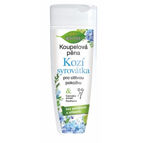 Bione Cosmetics Kozí syrovátka pěna do koupele pro citlivou pokožku 200 ml