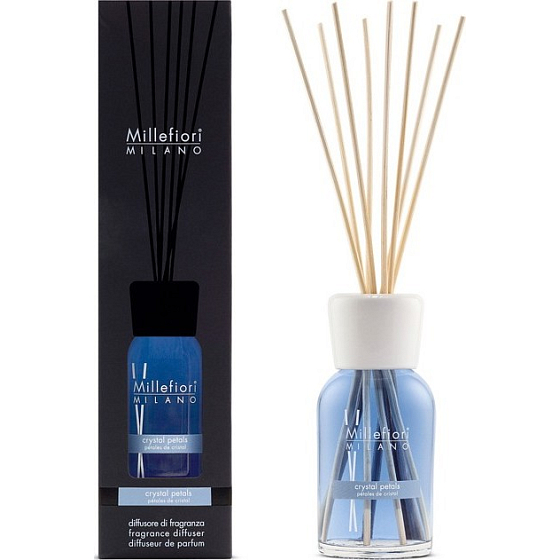 Millefiori Milano Natural Crystal Petals - Křišťálové lístky Difuzér 250 ml + 8 stébel v délce 30 cm do středně velkých prostor vydrží minimálně 3 měsíce