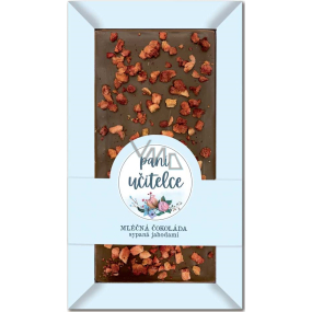 Bohemia Gifts Paní učitelce ručně vyráběná mléčná čokoláda sypaná jahodami 80 g