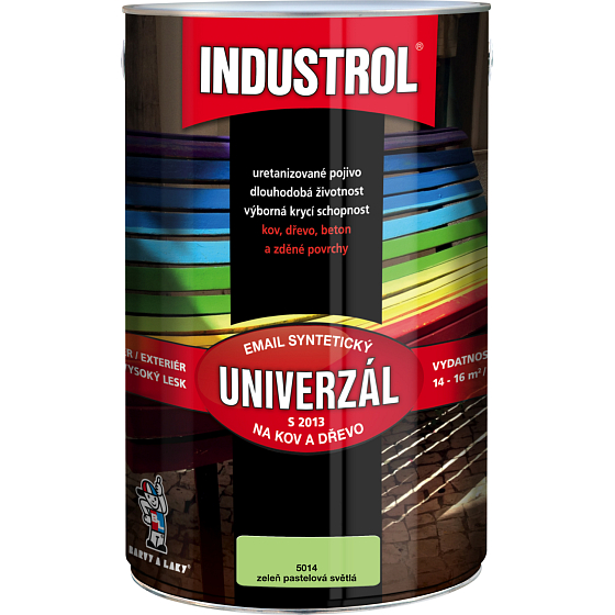 Industrol S2013 uniwersalny połyskowa farba na metal i drewno, 5014 zieleń pastelowa jasna, 4 l
