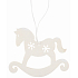 Koník dřevěný na zavěšení bílý 10 cm