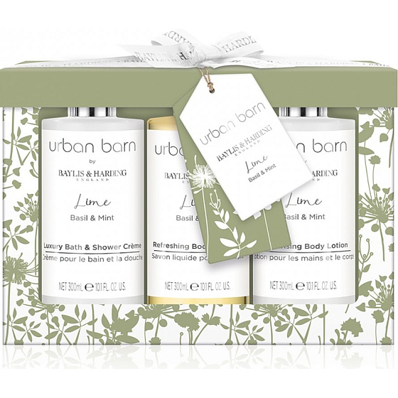 Baylis & Harding Limetka, Bazalka a Máta koupelový a sprchový krém 300 ml + mycí gel 300 ml + tělové mléko 300 ml, kosmetická sada