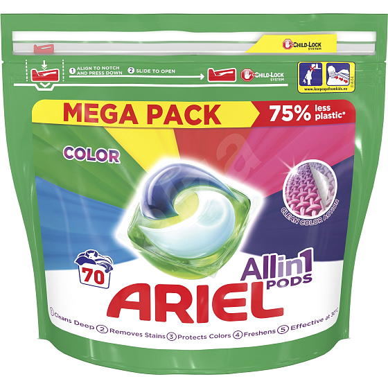 Ariel All in 1 Pods Color gelové polštářky na barevné prádlo 70 kusů x 35 ml