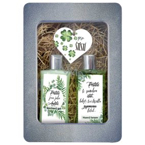 Bohemia Gifts Přátelství Konopný sprchový gel 250 ml + šampon na vlasy 250 ml + dřevěná dekorace + plechový box, kosmetická sada