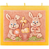 Candles Zajíci s košíkem vonná svíčka plochá se 3 knoty 130 x 100 mm