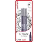 Uni Pin Intense Charcoal Zestaw linerów rysunkowych ze specjalnym tuszem 0,1/0,5 mm/pędzel Tmavo szary 3 sztuki