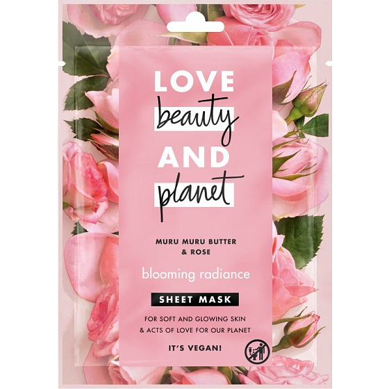 Love Beauty & Planet Maska tkaninowa do twarzy rozświetlająca Masło Murumuru i Róża 21 ml 1 szt