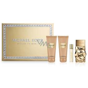 Michael Kors Pour Femme woda perfumowana 100 ml + mleczko do ciała 100 ml + żel pod prysznic 100 ml + woda perfumowana 10 ml miniatura, zestaw prezentowy dla kobiet