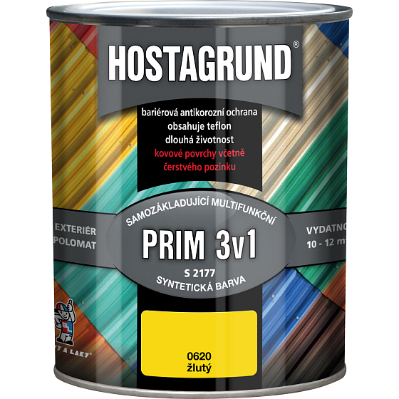 Hostagrund Prim 3v1 S2177 podkład i wierzchnia farba na metal, 0620 żółta, 600 ml