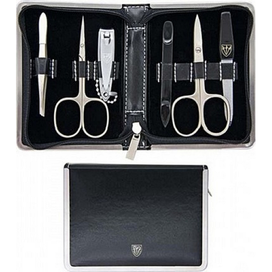 Kellermann 3 Swords Luxusní manikúra 6 dílná Articial Leather Black z vysoce kvalitní umělé kůže Black 5217 P N