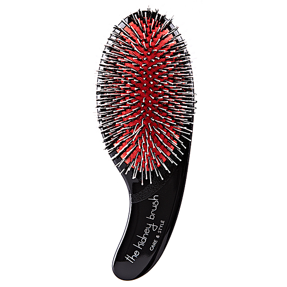 Olivia Garden The Kidney Brush Care & Style Black rozčesávací kartáč s kombinovanými, nylonovými a přírodními kačními štětinami