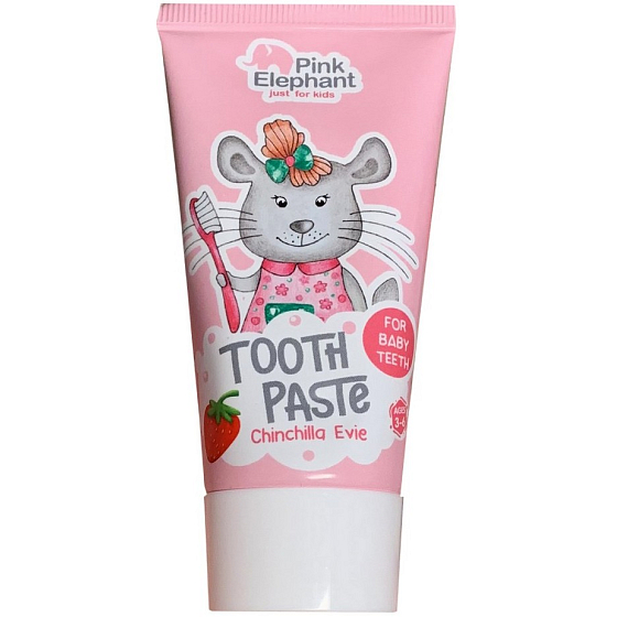 Pink Elephant Činčila Nela o smaku truskawkowym pasta do zębów dla dzieci 50 ml