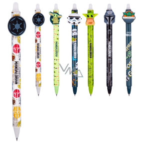 Colorino Gumowalne pióro Star Wars Mandalorian białe, niebieska wkład 0,5 mm