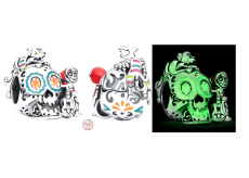 Charm Sterlingové stříbro 925 Disney Pixar Coco Miguel & Dante lebka zářící ve tmě, luminozní korálek na náramek, Halloween