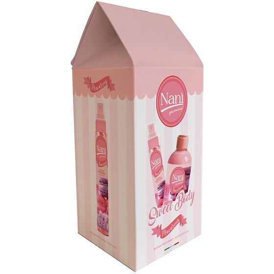 Naní Makronky tělová mlha 75 ml + sprchový gel 300 ml, kosmetická sada pro ženy