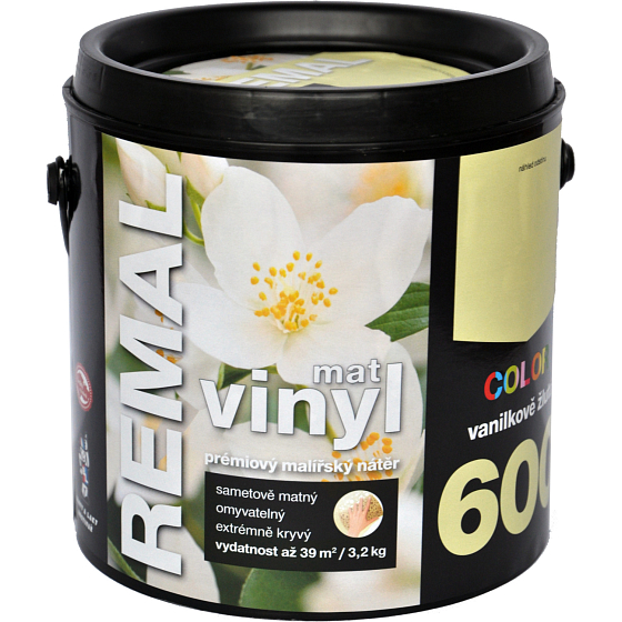 REMAL Vinyl Color mat zmywalna farba na ścianę, 600 waniliowo-żółta, 3,2 kg