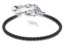 Černý kožený náramek 21 cm – kovové zapínání