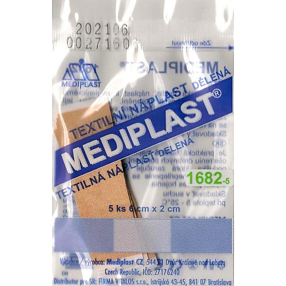 Mediplast opatrunkowy tekstylny 6 cm x 2 cm 5 sztuk