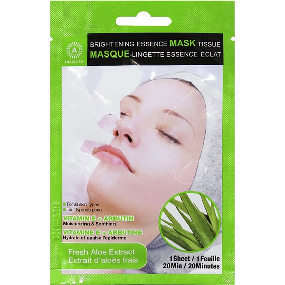 Absolute New York Brightening Essence Tissue Fresh Aloe Extract pleťová a ubrousek 1 kus