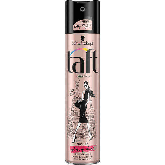 Taft City Styles Moscow Silky Sleek Glossy Shine ultra silná fixace 4 lak na vlasy 250 ml