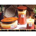 WoodWick Trilogy Tropical Sunrise - Tropický východ slunce vonná svíčka s dřevěným knotem a víčkem sklo střední 275 g