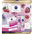 Nivea Berry Shake antiperspirant deodorant sprej 150 ml + sprchový gel 300 ml + pleťová maska 1 kus, kosmetická sada pro ženy