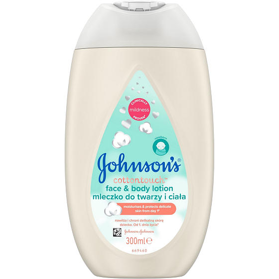 Johnson & Johnson Baby Cottontouch mléko na tělo a obličej pro děti 300 ml