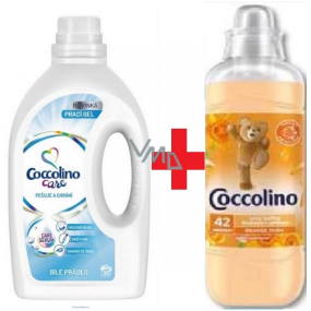 Coccolino Care Bílé prádlo prací gel 30 dávek 1,2 l + Coccolino Orange Rush koncentrovaná aviváž 42 dávek 1050 ml, duopack