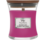 WoodWick Wild Berry & Beets - Leśne owoce i buraki zapachowa świeca z drewnianym knotem i wieczkiem szklanym mała 85 g