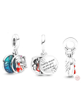 Charm Srebrna 925 Disney Lilo & Stitch - rodzina oznacza, że nikt nie zostaje w tyle, 2w1 zawieszka na bransoletkę rodzina