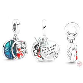 Charm Srebrna 925 Disney Lilo & Stitch - rodzina oznacza, że nikt nie zostaje w tyle, 2w1 zawieszka na bransoletkę rodzina